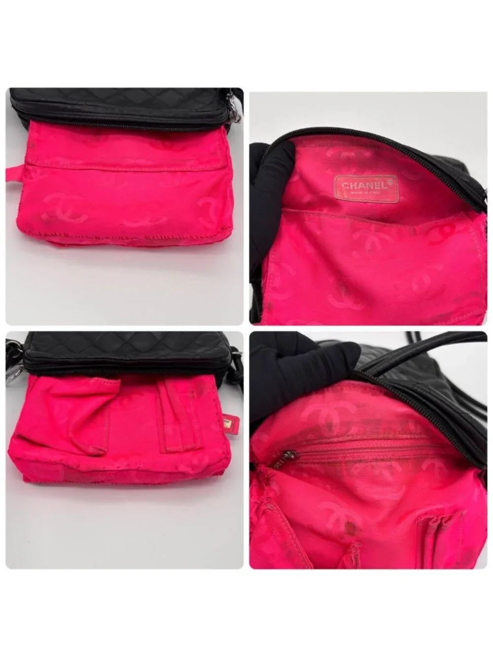 Chanel Cambon Line Leather Pochette Shoulder Bag Black